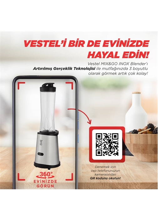 Vestel Mix&Go Inox Blender