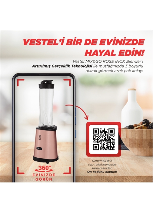 Vestel Mix&Go Rose Inox Blender