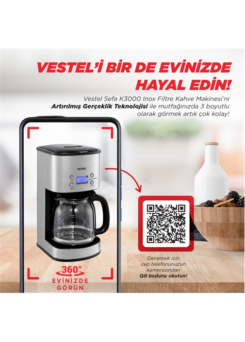 Vestel Sefa K3000 Inox Filtre Kahve Makinesi