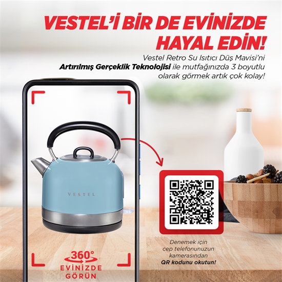 Vestel RETRO DÜŞ MAVİSİ Su Isıtıcı