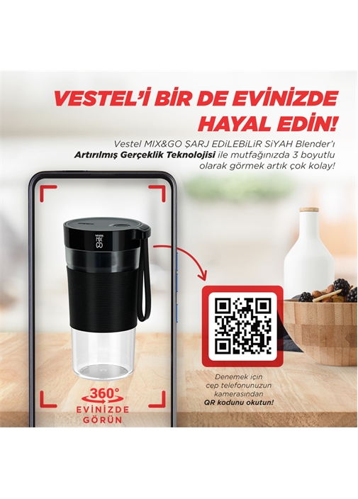 VESTEL MIX&GO SARJ EDİLEBİLİR SİYAH BLEN