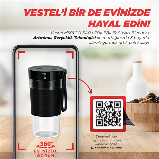 VESTEL MIX&GO SARJ EDİLEBİLİR SİYAH BLEN