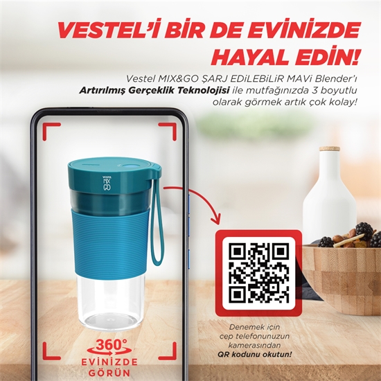 VESTEL MIX&GO SARJ EDİLEBİLİR MAVİ BLENDER         