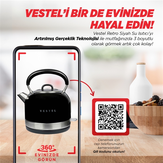 Vestel RETRO SİYAH Su Isıtıcı
