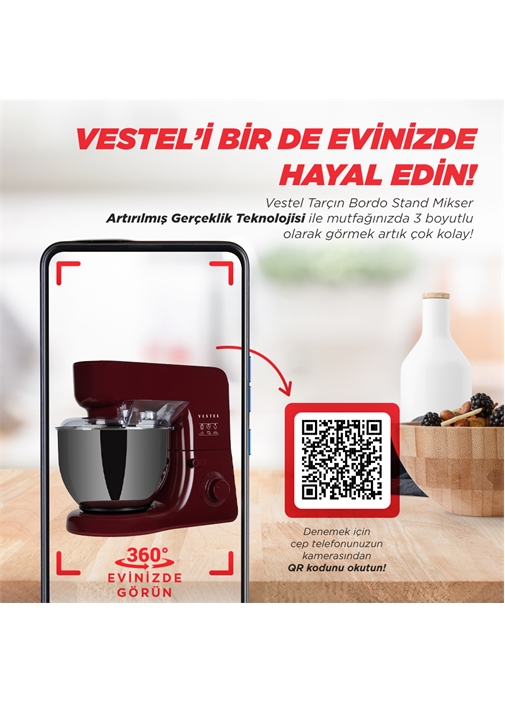Vestel Tarçın Bordo Stand Mikser
