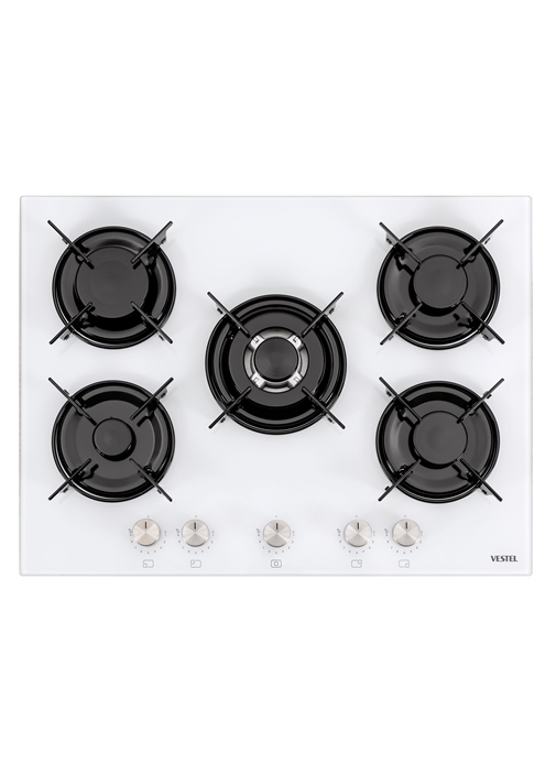 Vestel AO-71159 YB-W 70 cm 5 Gözü Gazlı (1 Gözü Wok'lu) Ankastre Ocak