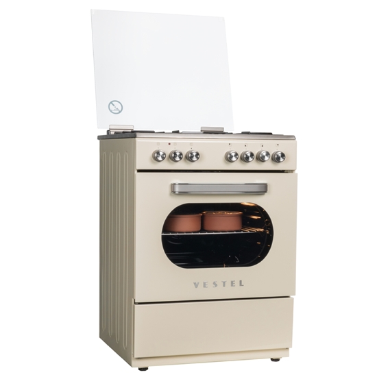 Vestel SF 8400 Retro Bej 4 Gözü Gazlı A Enerji Sınıfı Solo Fırın