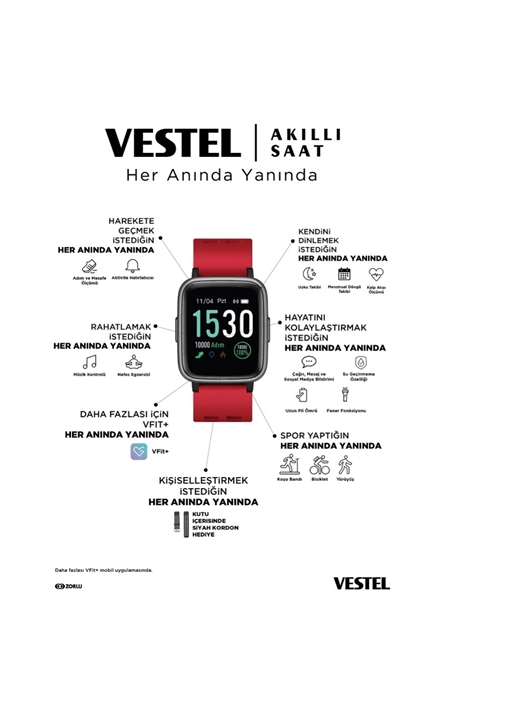 Vestel Akıllı Saat Kırmızı